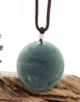 Baikalla Jewelry Jade Carving Necklace Natural Deep Blue Green Jadeite Jade "Roaring Tiger" Pendant Necklace For Men, Collectibles.