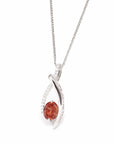 Baikalla Jewelry Sunstone Necklace Sterling Silver Natural Red Oregon Sunstone Necklace With White Sapphire