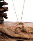 Baikalla Jewelry 18k Gold Jadeite Necklace 18K Rose Gold "Multi-Color Jadeite" Genuine Ice and Imperial Jadeite Jade Pendant with Diamonds