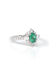 Baikalla Jewelry Gold Emerald Ring 5 18k White Gold Natural Emerald Ring with Diamonds