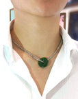 Baikalla Jewelry Jade Pendant Necklace Genuine HeTian Nephrite Green Jade Lucky KouKou Circle Pendant Necklace