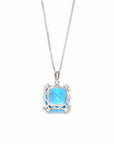 Baikalla Jewelry gemstone jewelry 18k White Gold Genuine Cushion Cut London Blue Topaz & Diamonds Pendant Necklace