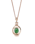 Baikalla Jewelry 18k Gold Jadeite Necklace 18K Rose Gold Oval Imperial Jadeite Jade Cabochon Necklace with Diamonds