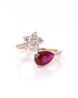 Baikalla Jewelry Gold Sapphire Ring 5 18k Rose Gold Lab-Created Ruby Ring With CZ