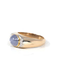 Baikalla Jewelry Gold Sapphire Ring 14k Yellow Gold Natural Blue Sapphire Men's Ring with Diamonds