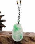 Baikalla Jewelry Jade Guanyin Pendant Necklace Genuine Green Jadeite Jade RuYi Pendant Necklace With Real Ice Jadeite jade Beads Necklace