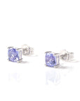 Baikalla Jewelry Gold Gemstone Earrings Purple Tanzanite Baikalla™ 14k White Gold Natural Tanzanite 4 Prong Set Earrings