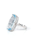 Baikalla Jewelry Gold Topaz Ring 14k White Gold Genuine Swiss Blue Topaz Ring with Diamonds