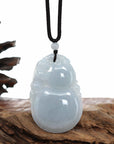 Baikalla Jewelry Jade Pendant Necklace Genuine Lavender Jadeite Jade "Good Luck HuLu with Dragon" Pendant Necklace With Real Jadeite Bead Necklace