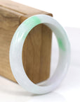 Baikalla Jewelry Jadeite Jade Bangle Bracelet Baikalla Genuine White & Green Burmese Jadeite Jade Bangle Bracelet (57.02mm)