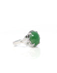 Baikalla Jewelry Jadeite Engagement Ring 18k White Gold Natural Imperial Green Oval Jadeite Jade Engagement Ring With Diamonds