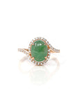 Baikalla Jewelry Jadeite Engagement Ring 18k Rose Gold Natural Imperial Green Oval Jadeite Jade Engagement Ring With Diamonds