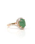 Baikalla Jewelry Jadeite Engagement Ring 18k Rose Gold Natural Imperial Green Oval Jadeite Jade Engagement Ring With Diamonds