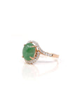Baikalla Jewelry Jadeite Engagement Ring 18k Rose Gold Natural Imperial Green Oval Jadeite Jade Engagement Ring With Diamonds