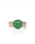 Baikalla Jewelry Jadeite Engagement Ring 18k Rose Gold Natural Imperial Green Oval Jadeite Jade Engagement Ring With Diamonds