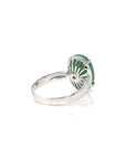 Baikalla Jewelry Jadeite Engagement Ring 18k White Gold Natural Imperial Green Oval Jadeite Jade Engagement Ring With Diamonds