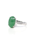 Baikalla Jewelry Jadeite Engagement Ring 18k White Gold Natural Imperial Green Oval Jadeite Jade Engagement Ring With Diamonds
