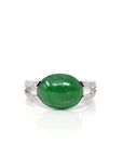 Baikalla Jewelry Jadeite Engagement Ring 18k White Gold Natural Imperial Green Oval Jadeite Jade Engagement Ring With Diamonds