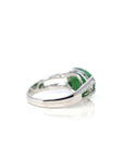 Baikalla Jewelry Jadeite Engagement Ring 18k White Gold Natural Imperial Green Oval Jadeite Jade Engagement Ring With Diamonds