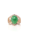 Baikalla Jewelry Jadeite Engagement Ring 18k Rose Gold Natural Imperial Green Oval Jadeite Jade Engagement Ring With Diamonds