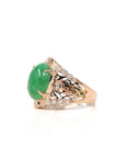 Baikalla Jewelry Jadeite Engagement Ring 18k Rose Gold Natural Imperial Green Oval Jadeite Jade Engagement Ring With Diamonds