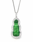 Baikalla Jewelry 18k Gold Jadeite Necklace 18K White Gold High-End Imperial Jadeite Jade "Goddess of Compassion" Guan Yin Necklace with Diamonds