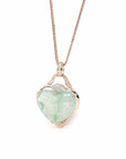 Baikalla Jewelry 18k Gold Jadeite Necklace Baikalla 18K Rose Gold Genuine Burmese Ice Jadeite Heart Pendant with Diamonds High Jewelry