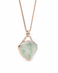 Baikalla Jewelry 18k Gold Jadeite Necklace Baikalla 18K Rose Gold Genuine Burmese Ice Jadeite Heart Pendant with Diamonds High Jewelry