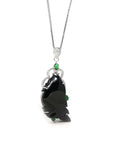 Baikalla Jewelry genuine jadeite carving Baikalla Genuine Burmese Black Jadeite Jade Fish Pendant Necklace