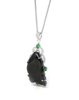 Baikalla Jewelry genuine jadeite carving Baikalla Genuine Burmese Black Jadeite Jade Fish Pendant Necklace