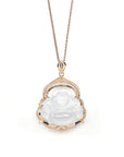 Baikalla Jewelry 18k Gold Jadeite Necklace Baikalla 18K Rose Gold Genuine Burmese Ice Jadeite Buddha Pendant with Diamonds