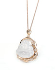 Baikalla Jewelry 18k Gold Jadeite Necklace Baikalla 18K Rose Gold Genuine Burmese Ice Jadeite Buddha Pendant with Diamonds