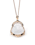 Baikalla Jewelry 18k Gold Jadeite Necklace Baikalla 18K Rose Gold Genuine Burmese Ice Jadeite Buddha Pendant with Diamonds