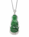 Baikalla Jewelry 18k Gold Jadeite Necklace 18K White Gold High-End Imperial Jadeite Jade "Goddess of Compassion" Guan Yin Necklace with Diamonds