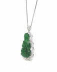 Baikalla Jewelry 18k Gold Jadeite Necklace 18K White Gold High-End Imperial Jadeite Jade "Goddess of Compassion" Guan Yin Necklace with Diamonds
