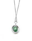 Baikalla Jewelry 18k Gold Jadeite Necklace 18K White Gold Oval Imperial Jadeite Jade Cabochon Necklace with Diamonds