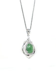 Baikalla Jewelry 18k Gold Jadeite Necklace 18K White Gold Oval Imperial Jadeite Jade Cabochon Necklace with Diamonds