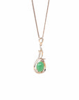Baikalla Jewelry 18k Gold Jadeite Necklace 18K Rose Gold Oval Imperial Jadeite Jade Cabochon Necklace with Diamonds
