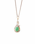 Baikalla Jewelry 18k Gold Jadeite Necklace Copy of 18K Rose Gold Oval Imperial Jadeite Jade Cabochon Necklace with Diamonds