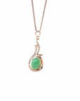 Baikalla Jewelry 18k Gold Jadeite Necklace 18K Rose Gold Oval Imperial Jadeite Jade Cabochon Necklace with Diamonds