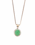 Baikalla Jewelry 18k Gold Jadeite Necklace 18K Rose Gold Oval Imperial Jadeite Jade Cabochon Necklace with Diamonds
