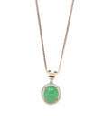Baikalla Jewelry 18k Gold Jadeite Necklace Copy of Copy of 18K Rose Gold Oval Imperial Jadeite Jade Cabochon Necklace with Diamonds