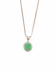 Baikalla Jewelry 18k Gold Jadeite Necklace 18K Rose Gold Oval Imperial Jadeite Jade Cabochon Necklace with Diamonds
