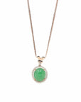 Baikalla Jewelry 18k Gold Jadeite Necklace 18K Rose Gold Oval Imperial Jadeite Jade Cabochon Necklace with Diamonds