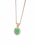 Baikalla Jewelry 18k Gold Jadeite Necklace Copy of Copy of 18K Rose Gold Oval Imperial Jadeite Jade Cabochon Necklace with Diamonds