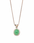 Baikalla Jewelry 18k Gold Jadeite Necklace Copy of Copy of 18K Rose Gold Oval Imperial Jadeite Jade Cabochon Necklace with Diamonds