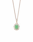 Baikalla Jewelry 18k Gold Jadeite Necklace 18K Rose Gold Oval Imperial Jadeite Jade Cabochon Necklace with Diamonds