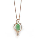 Baikalla Jewelry 18k Gold Jadeite Necklace 18K Rose Gold Oval Imperial Jadeite Jade Cabochon Necklace with Diamonds