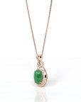 Baikalla Jewelry 18k Gold Jadeite Necklace Copy of 18K Rose Gold Oval Imperial Jadeite Jade Cabochon Necklace with Diamonds