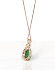 Baikalla Jewelry 18k Gold Jadeite Necklace Copy of 18K Rose Gold Oval Imperial Jadeite Jade Cabochon Necklace with Diamonds